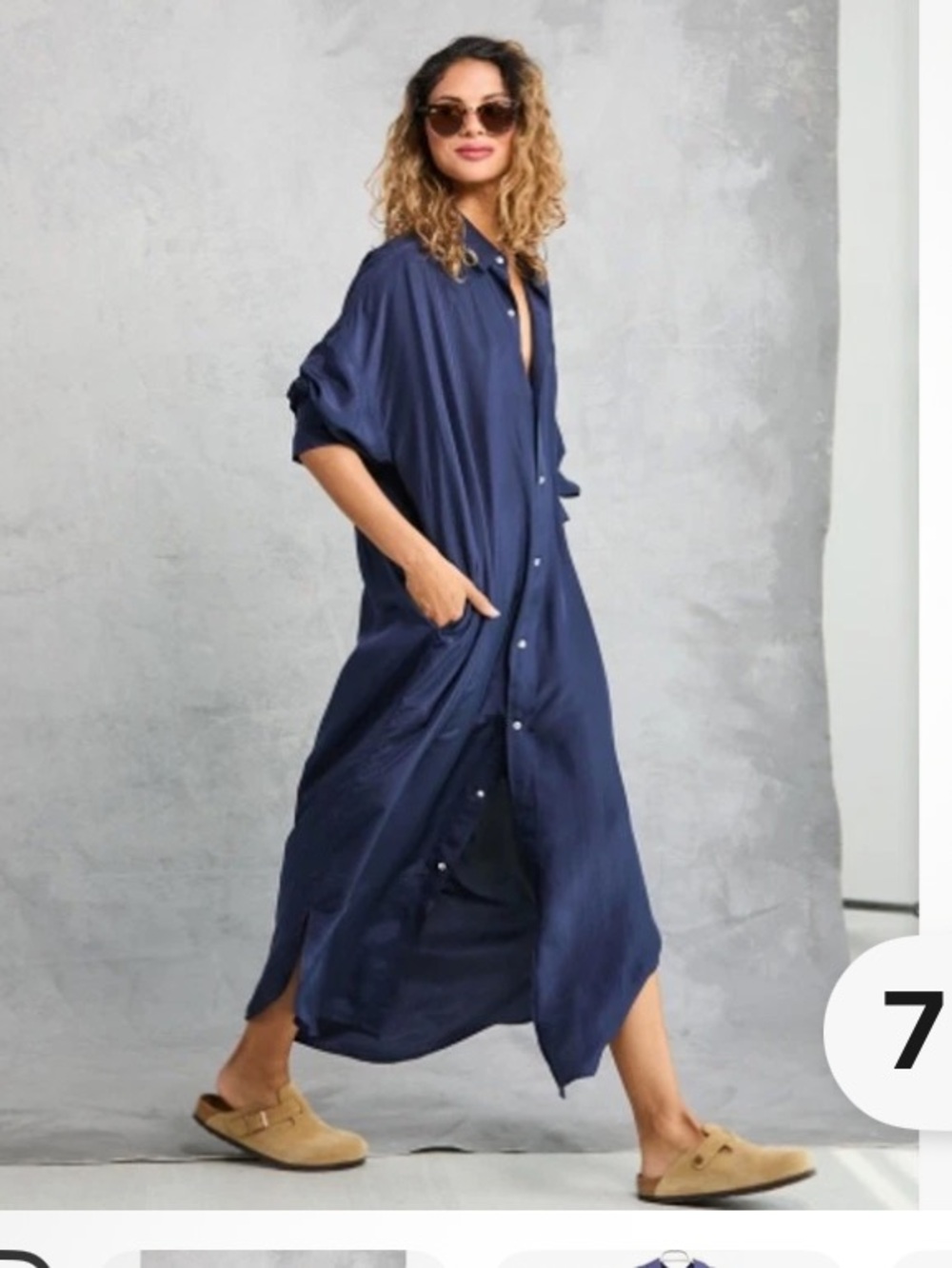 Mamene Phoebe Shirt Dress Linen Blue Long Sleeve Maxi Oversized
3/L